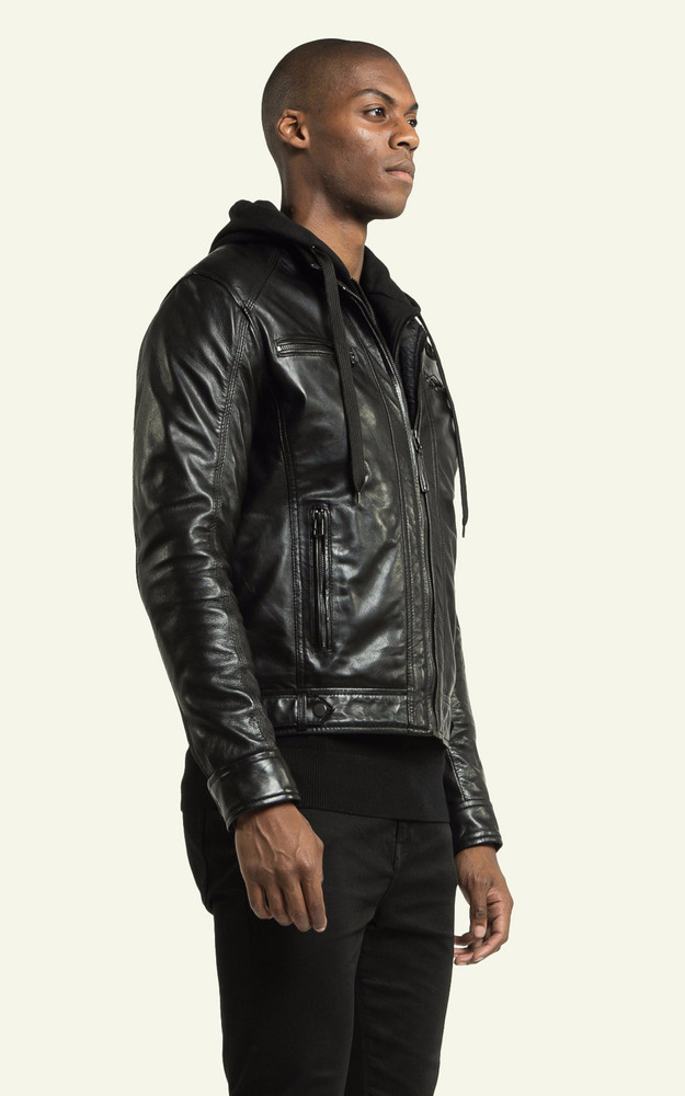 La Canadienne Blouson Cuir Erico Hood Noir