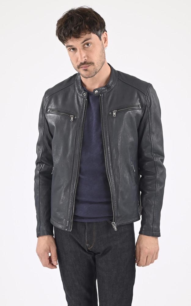 La Canadienne Blouson Cuir Gafino Navy Blue