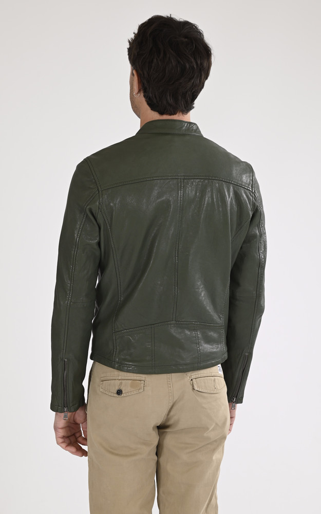 La Canadienne Blouson Cuir Gafino Navy Vert