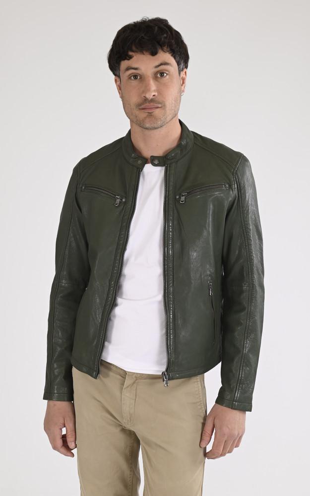 la canadienne Blouson cuir Gafino Navy vert