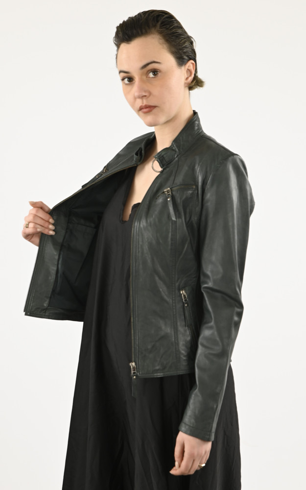 La Canadienne Blouson Cuir Gris Vert