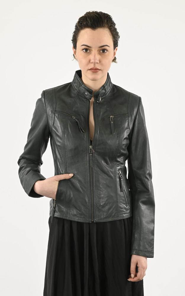 la canadienne Blouson cuir gris vert