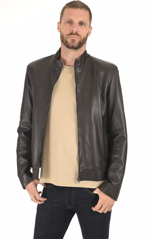 la canadienne Blouson cuir homme marron
