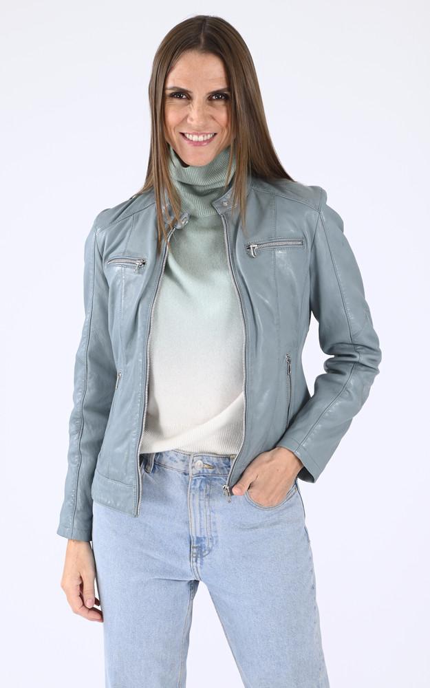 La Canadienne Blouson Cuir Jolya Bleu Ciel