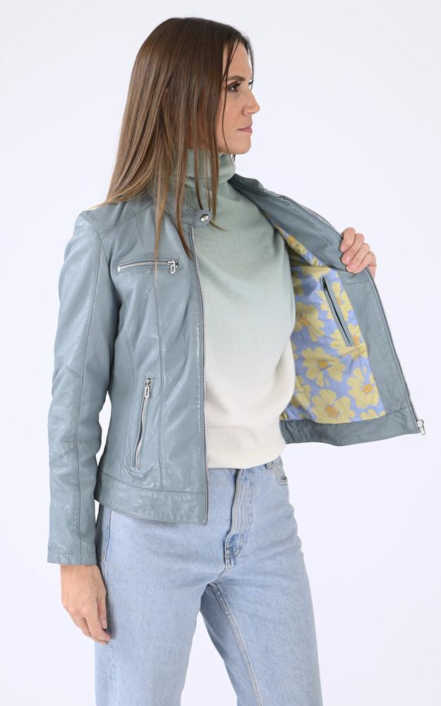 La Canadienne Blouson Cuir Jolya Bleu Ciel