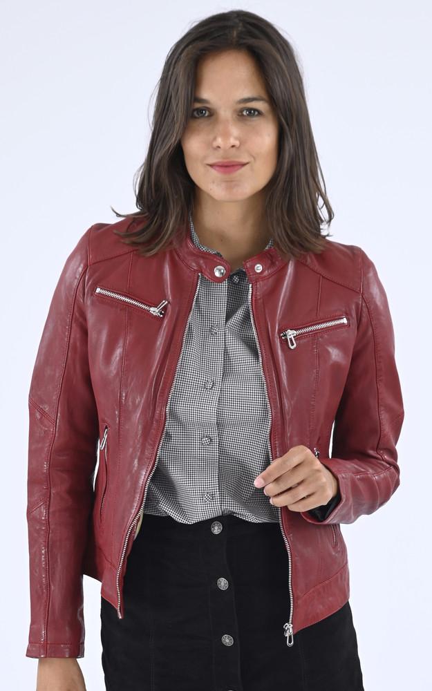 la canadienne Blouson cuir Jolya rouge