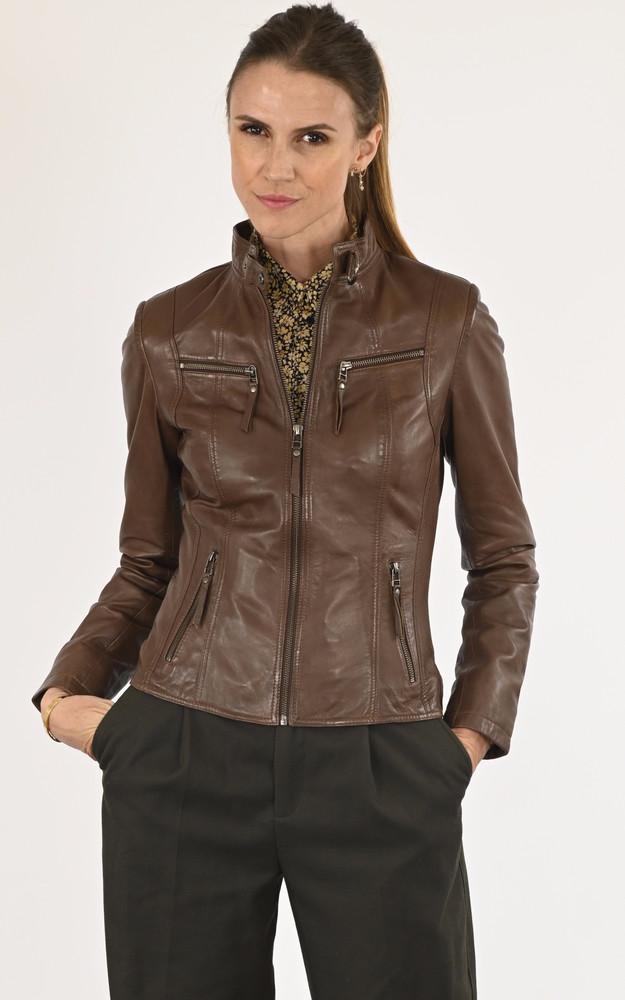 la canadienne Blouson cuir marron femme