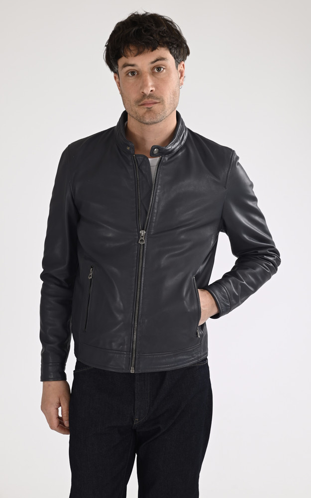 La Canadienne Blouson Cuir Mercer Bleu Marine