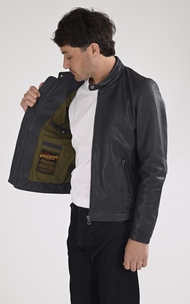 La Canadienne Blouson Cuir Mercer Bleu Marine