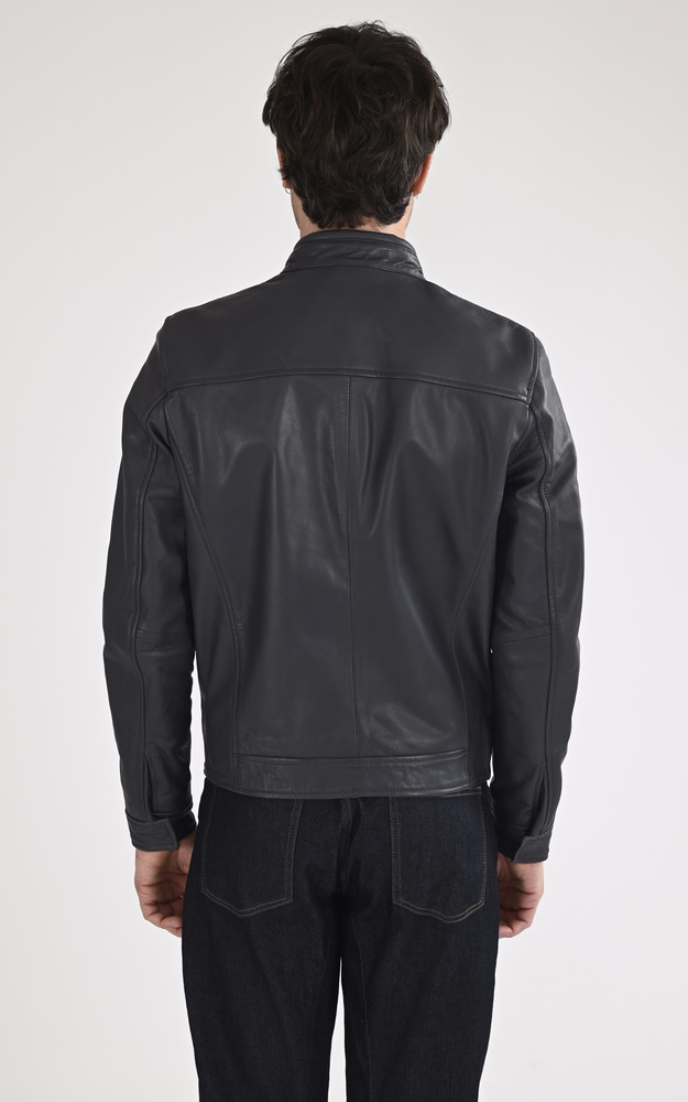 La Canadienne Blouson Cuir Mercer Bleu Marine