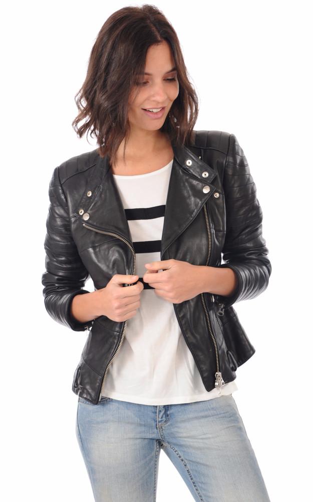 la canadienne Blouson Cuir Noir Femme