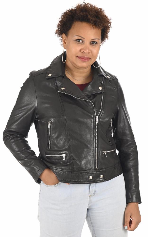 la canadienne Blouson cuir noir Sana CURVE