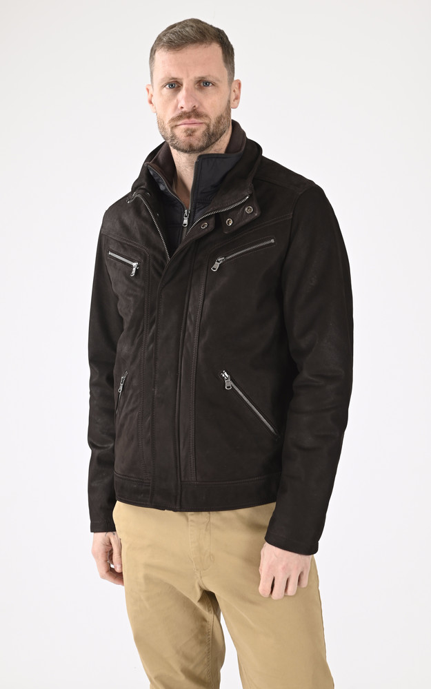 la canadienne Blouson cuir nubuck Falcon marron
