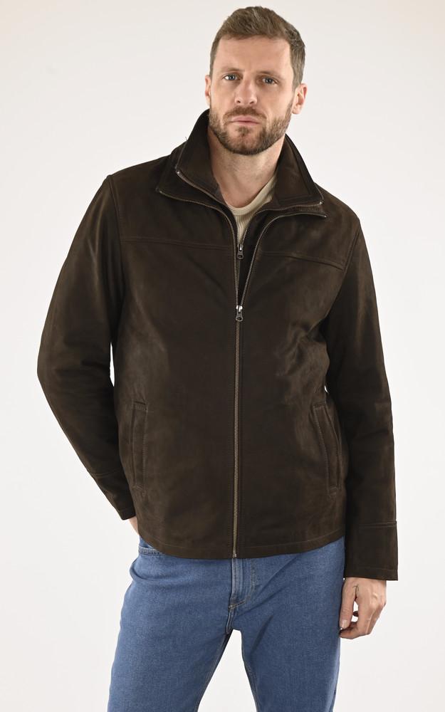 la canadienne Blouson cuir nubuck marron
