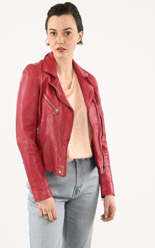 La Canadienne Blouson Cuir Olympe Framboise