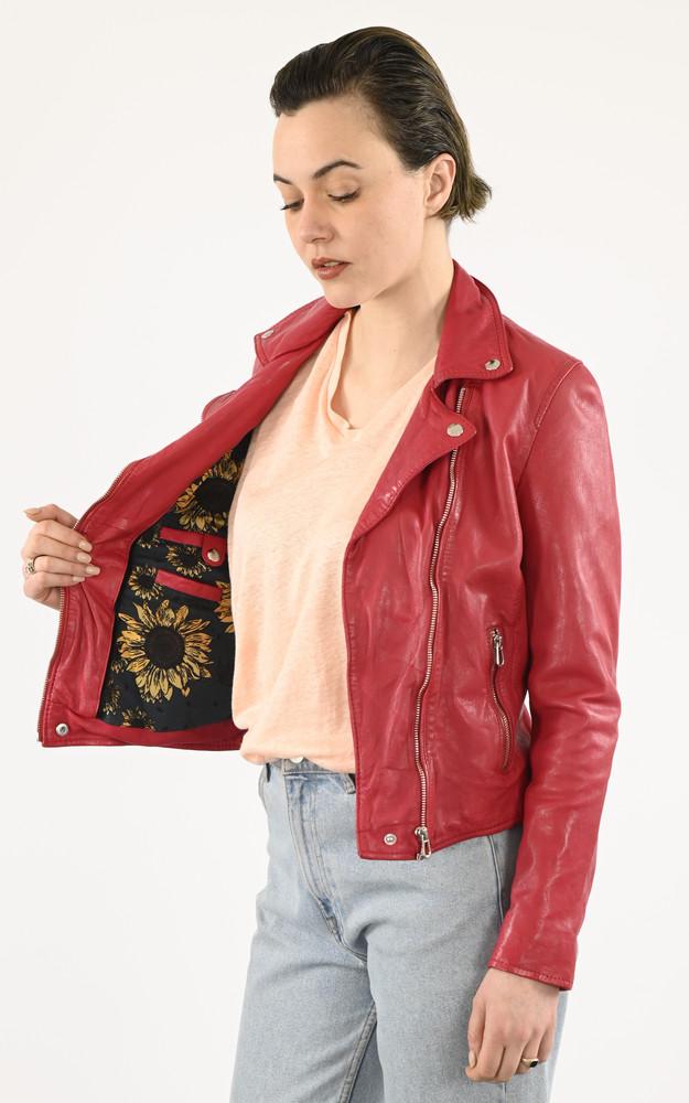 La Canadienne Blouson Cuir Olympe Framboise