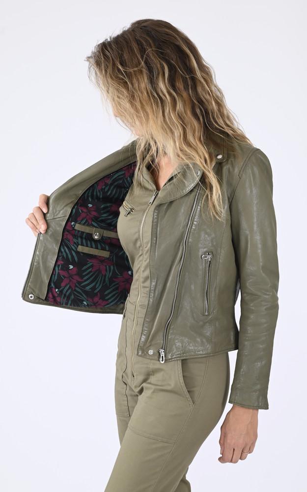 La Canadienne Blouson Cuir Olympe Kaki Clair