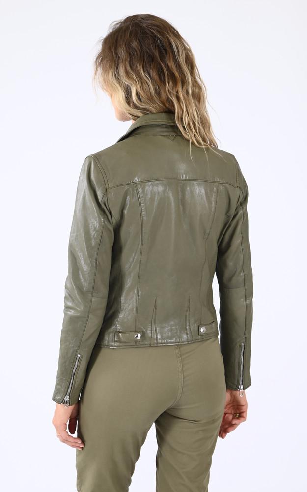 La Canadienne Blouson Cuir Olympe Kaki Clair