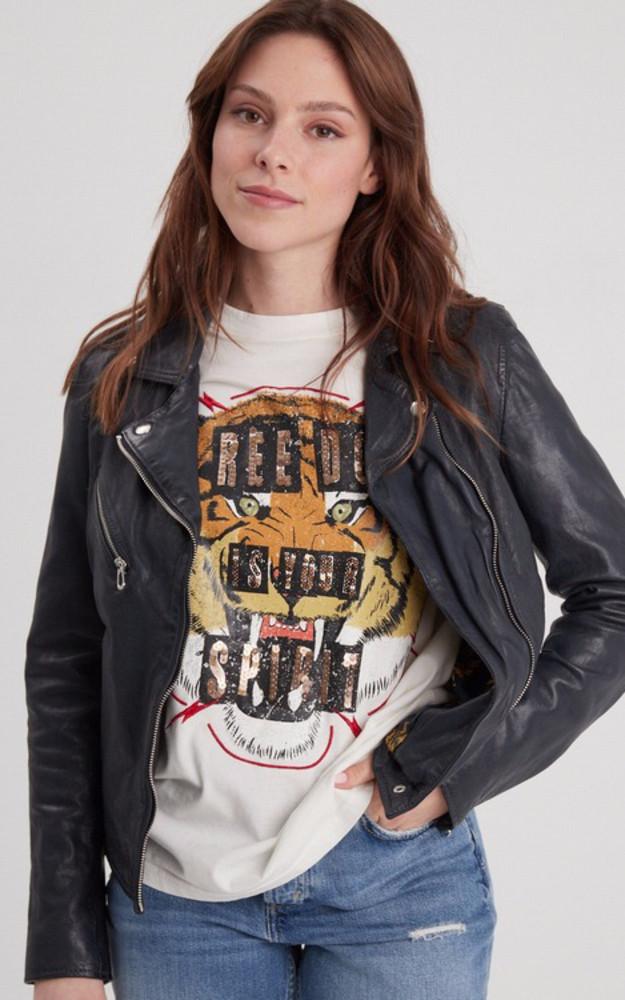 La Canadienne Blouson Cuir Olympe Navy