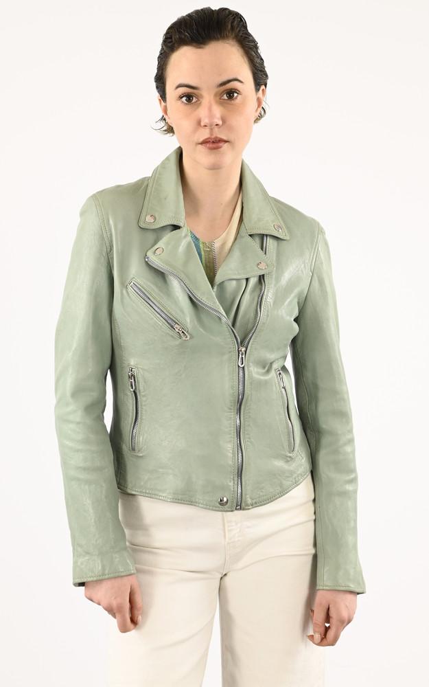 La Canadienne Blouson Cuir Olympe Vert Clair