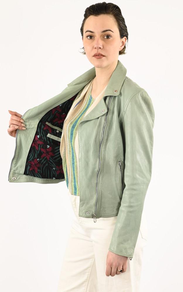 La Canadienne Blouson Cuir Olympe Vert Clair