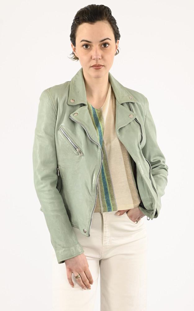 La Canadienne Blouson Cuir Olympe Vert Clair