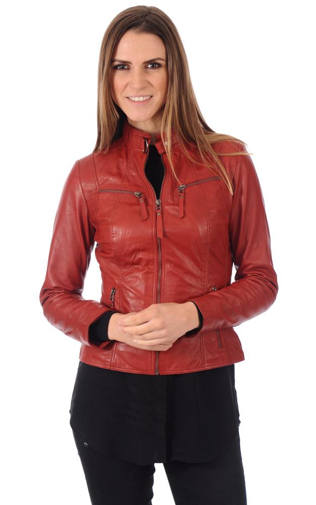 La Canadienne Blouson Cuir Rouge Femme