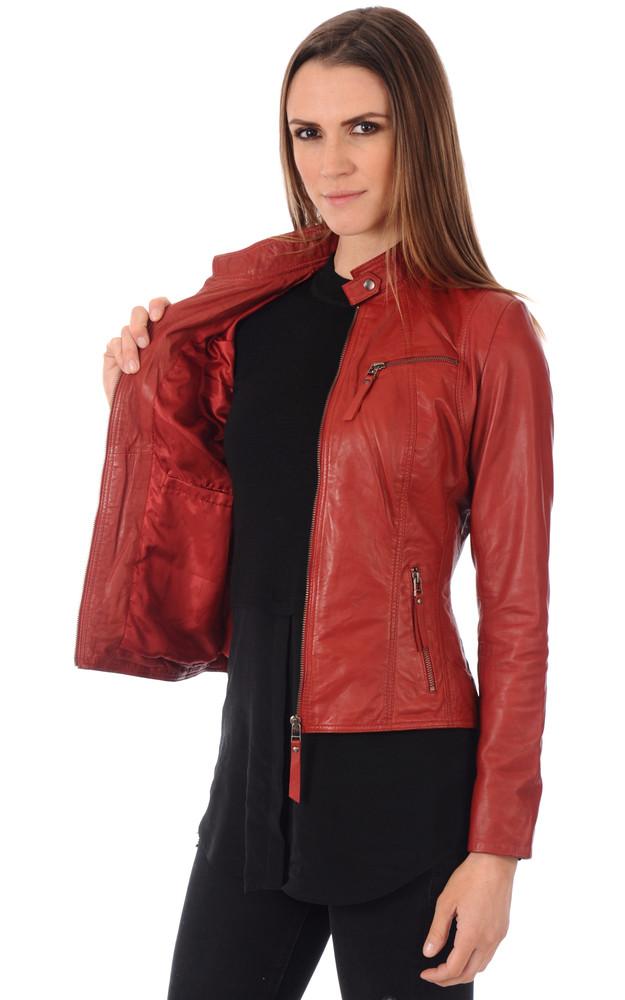 La Canadienne Blouson Cuir Rouge Femme