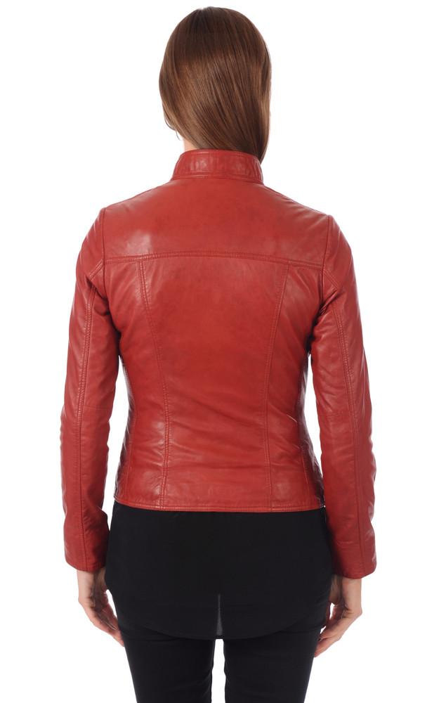 La Canadienne Blouson Cuir Rouge Femme