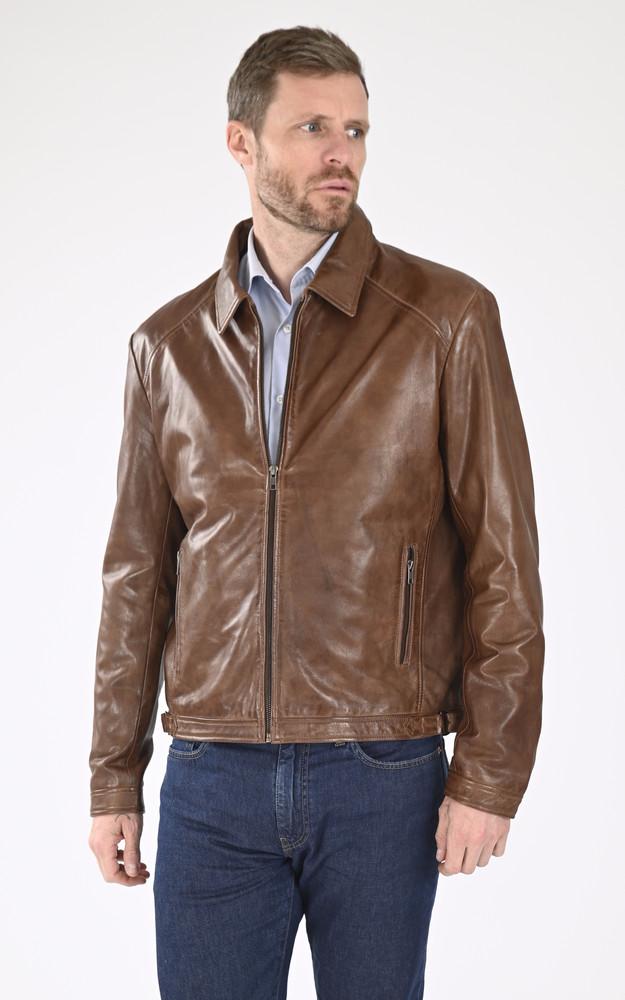 la canadienne Blouson cuir souple agneau marron