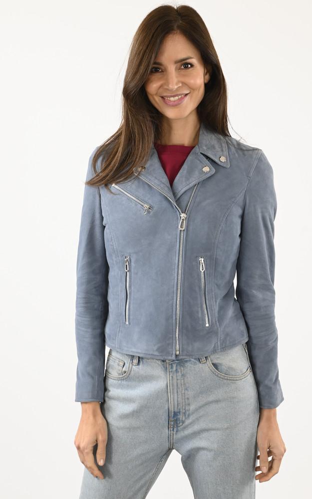 La Canadienne Blouson Cuir Velours Bonita Blue Sky