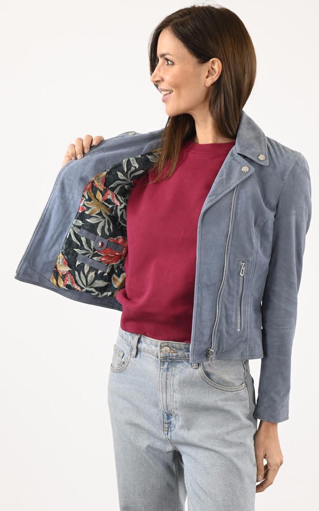 La Canadienne Blouson Cuir Velours Bonita Blue Sky