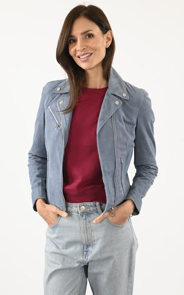 la canadienne Blouson cuir velours Bonita Blue sky