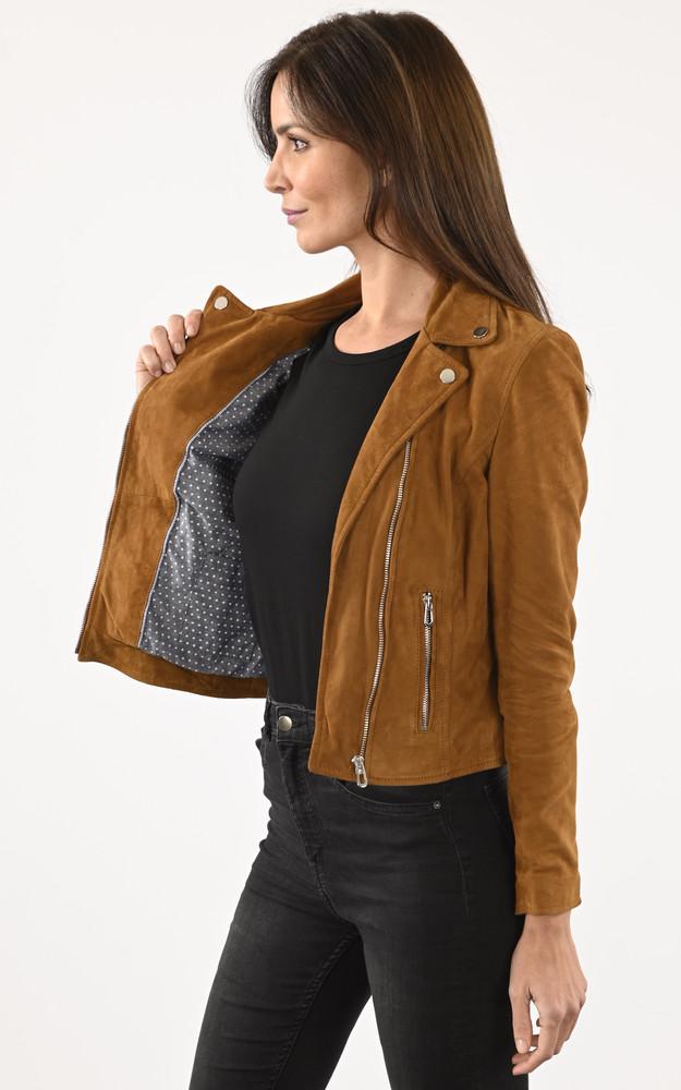 La Canadienne Blouson Cuir Velours Bonita Cognac