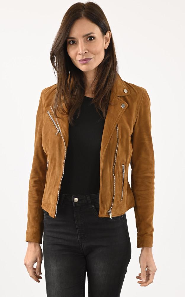 la canadienne Blouson cuir velours Bonita cognac