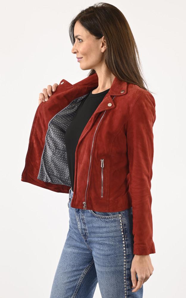 La Canadienne Blouson Cuir Velours Bonita Red