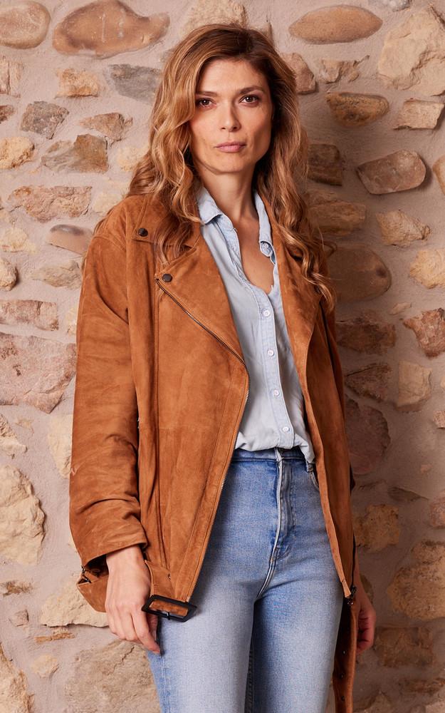 la canadienne Blouson cuir velours cognac