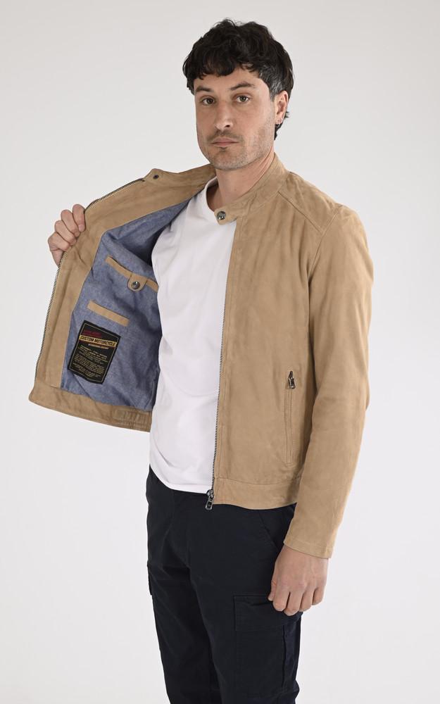 La Canadienne Blouson Cuir Velours Delf Navy Beige