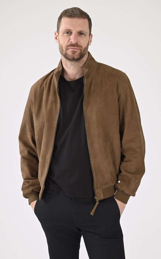 la canadienne Blouson cuir velours Expo taupe