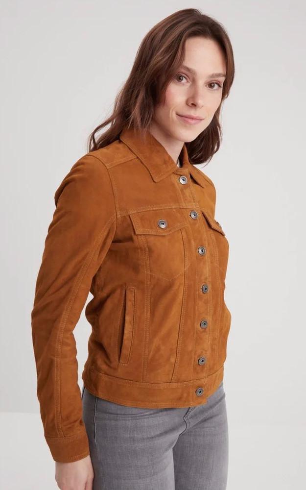 La Canadienne Blouson Cuir Velours Jeanne Cognac