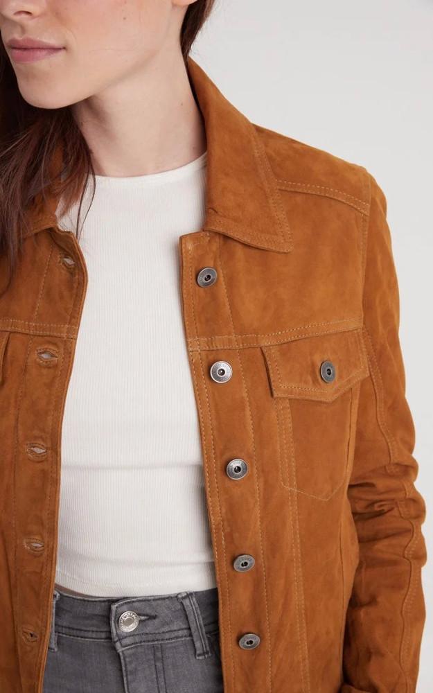 La Canadienne Blouson Cuir Velours Jeanne Cognac
