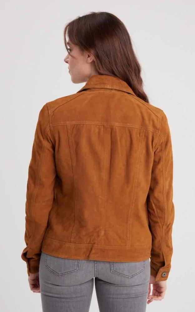 La Canadienne Blouson Cuir Velours Jeanne Cognac