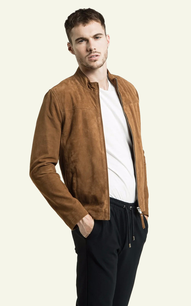 la canadienne Blouson cuir velours Sylvino cognac