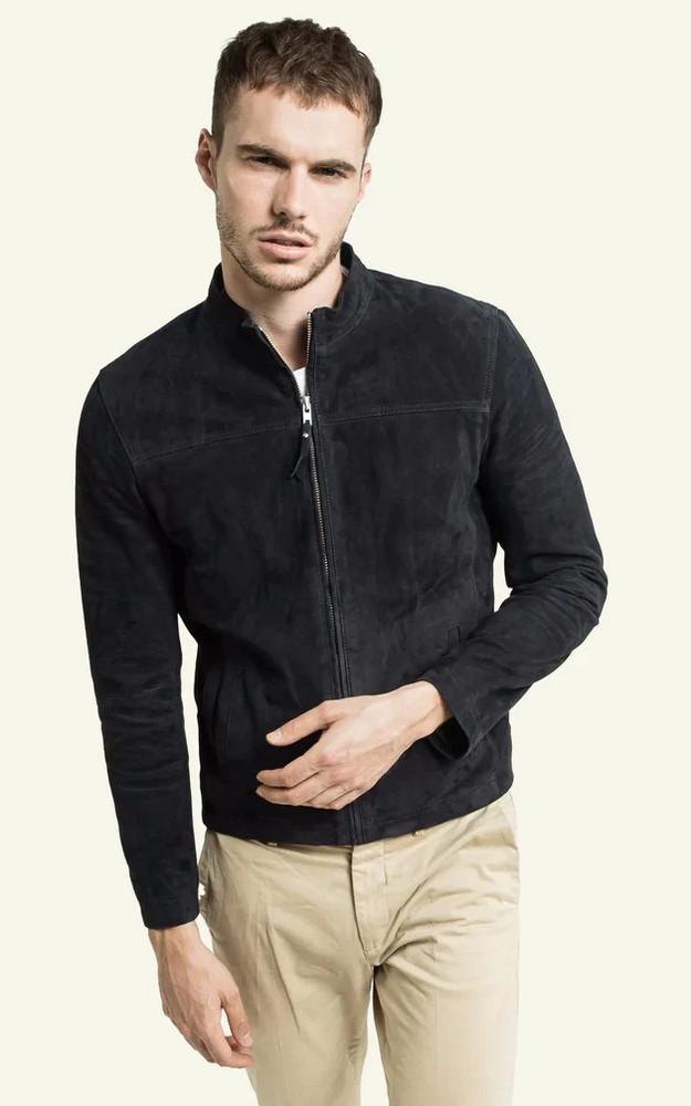 la canadienne Blouson cuir velours Sylvino marine