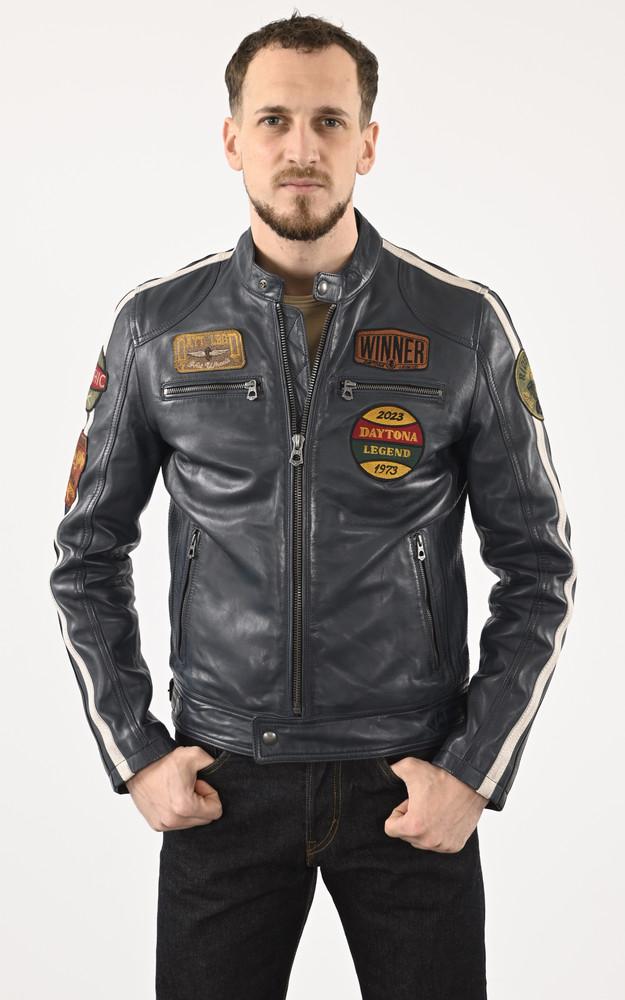 La Canadienne Blouson Cuir Wartburg Short Blue