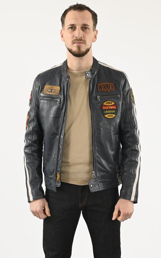 la canadienne Blouson cuir Wartburg Short blue