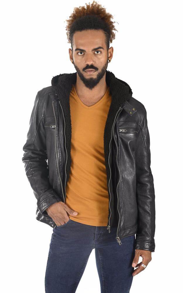 la canadienne Blouson Drink cuir marine