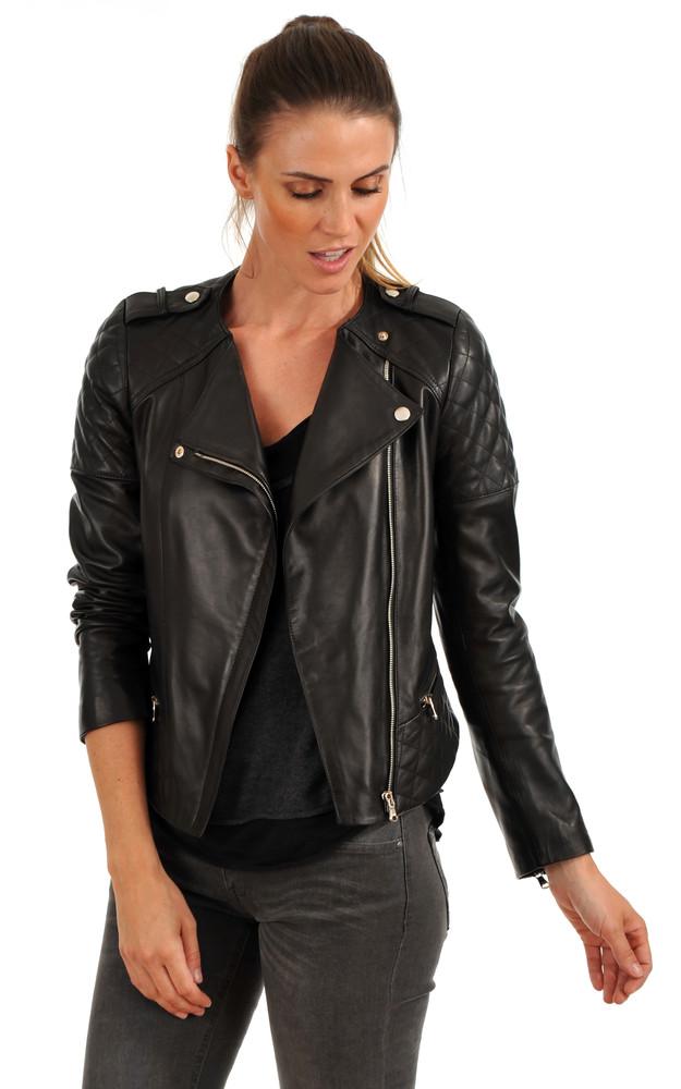 la canadienne Blouson en cuir agneau matelassé