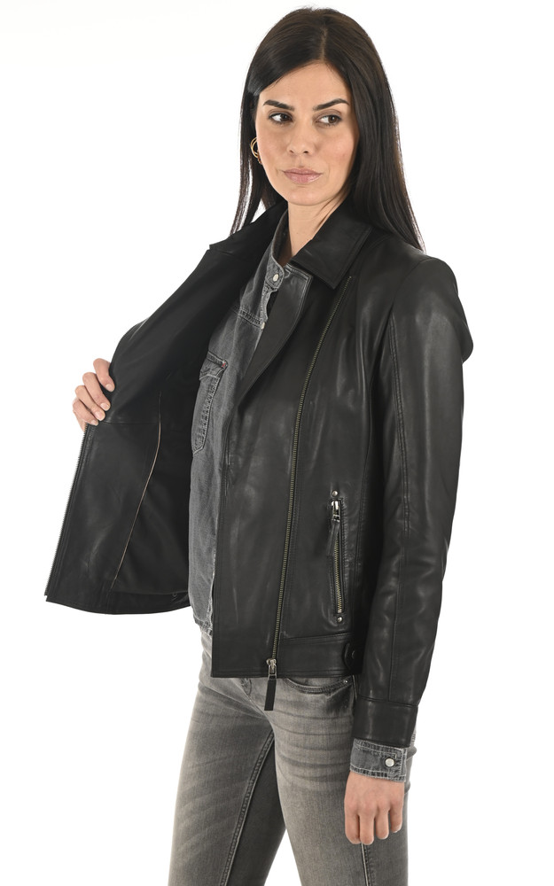 La Canadienne Blouson En Cuir Agneau Noir