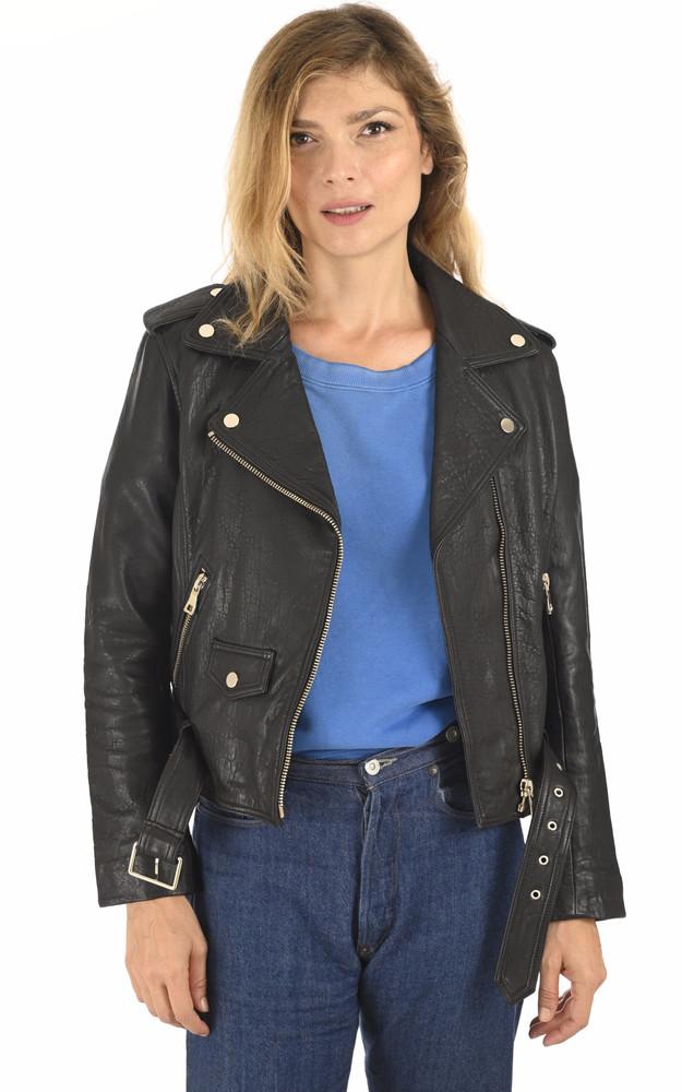 la canadienne Blouson en cuir agneau noir
